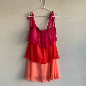 Pink ombré strapless/ sleeveless dress